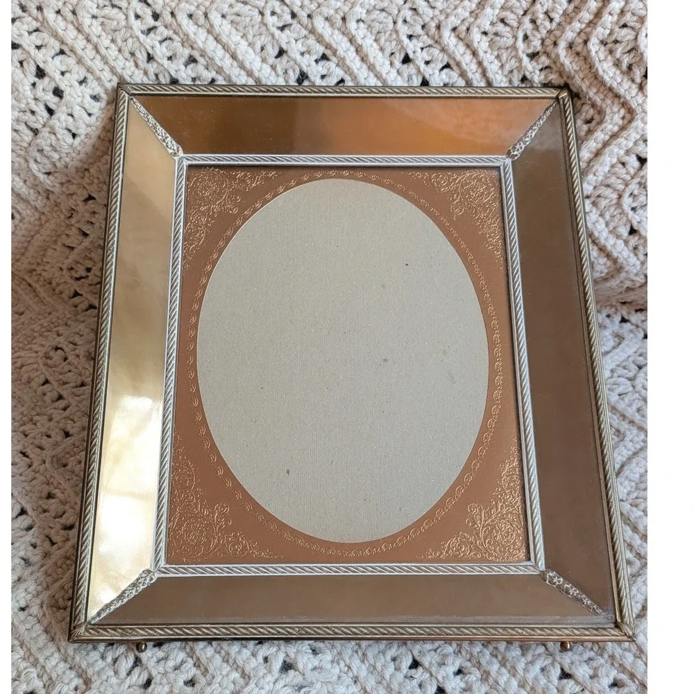 Vintage Ornate Picture Frame 8x10 Beveled Gold Filigree Oval Border Ball Feet